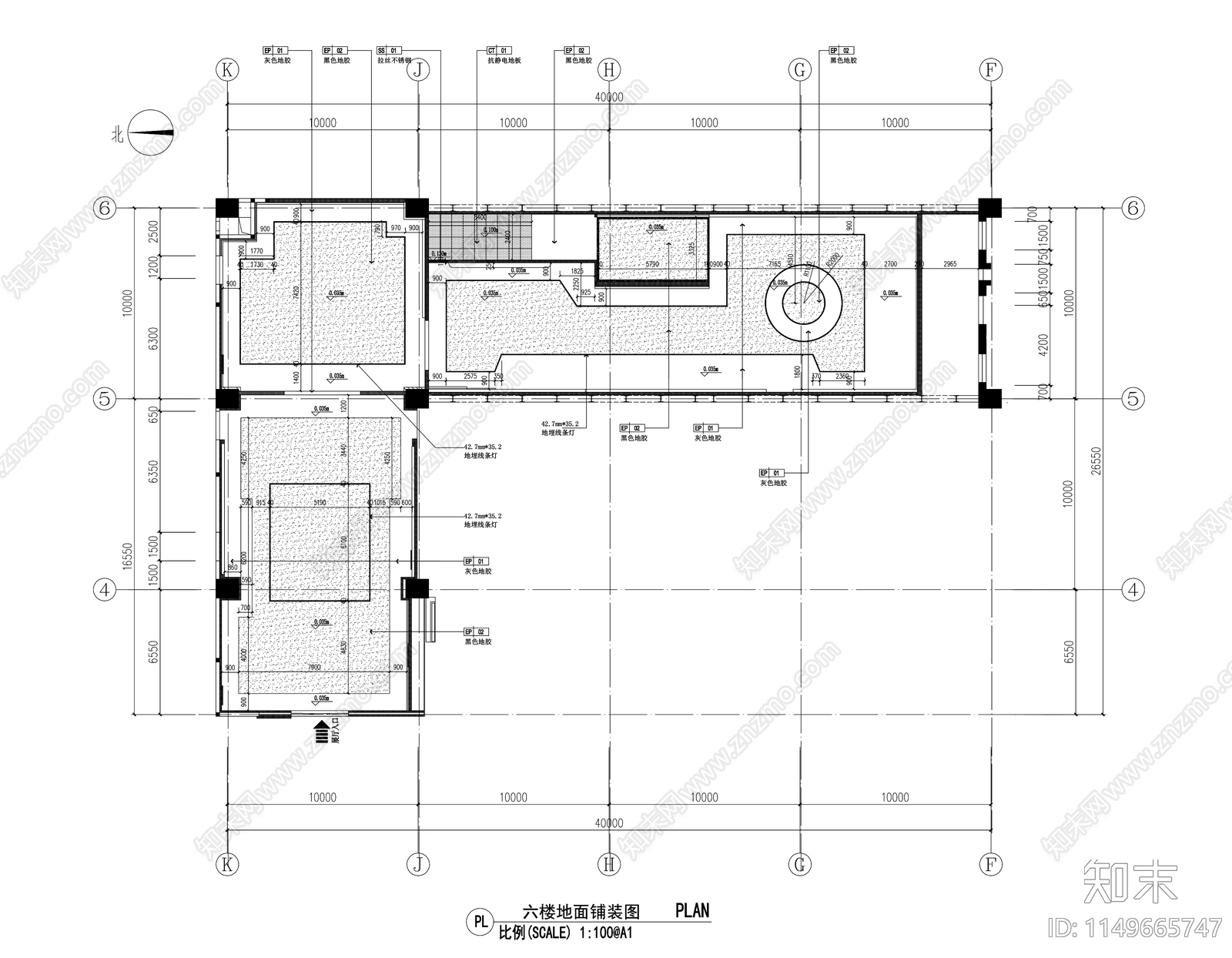 800㎡现代展厅室内cad施工图下载【ID:1149665747】