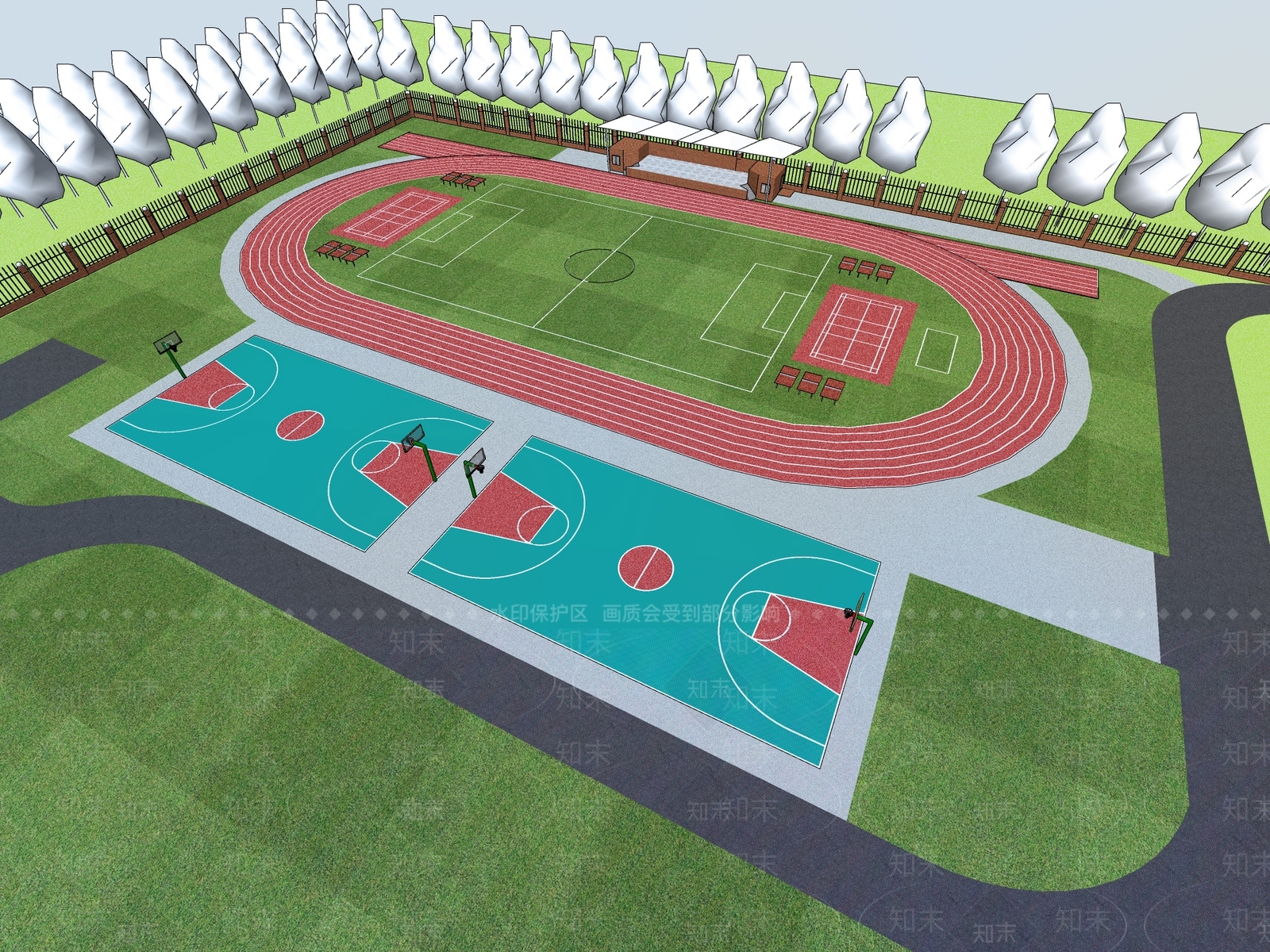 现代小学操场SU模型下载【ID:1149666234】