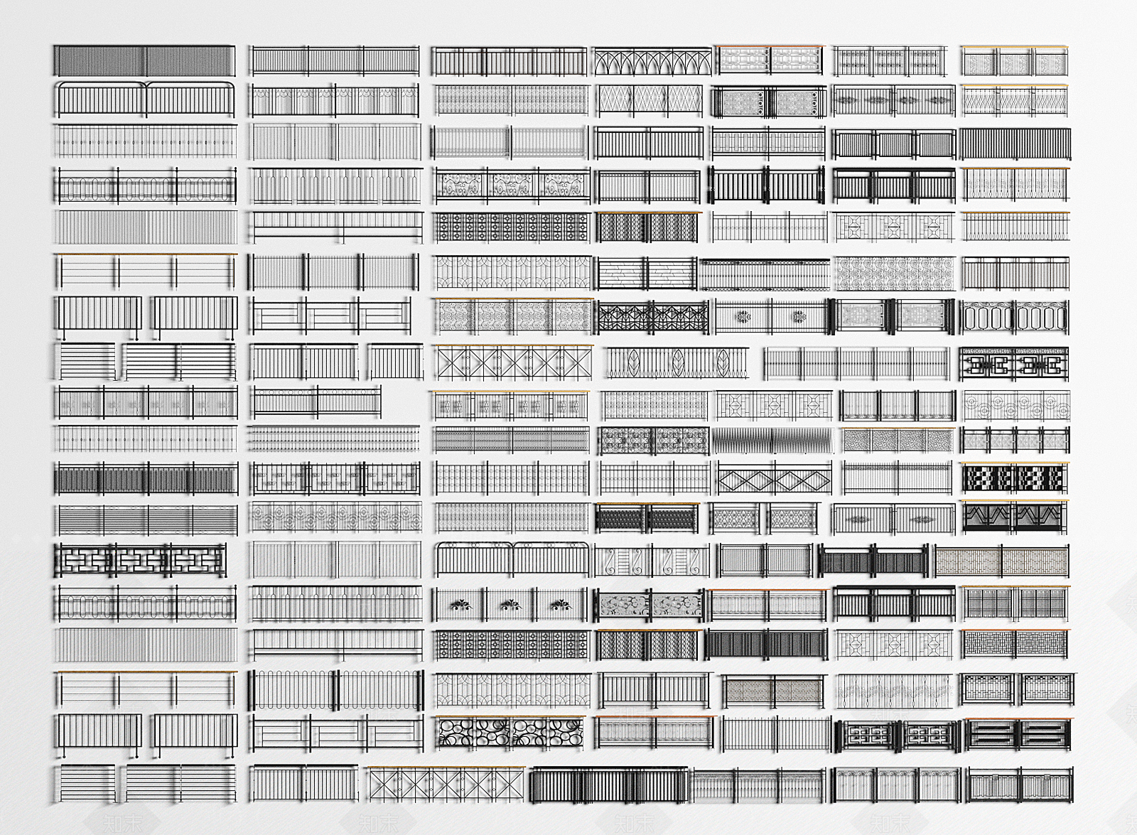 现代铁艺栏杆SU模型下载【ID:1149667810】