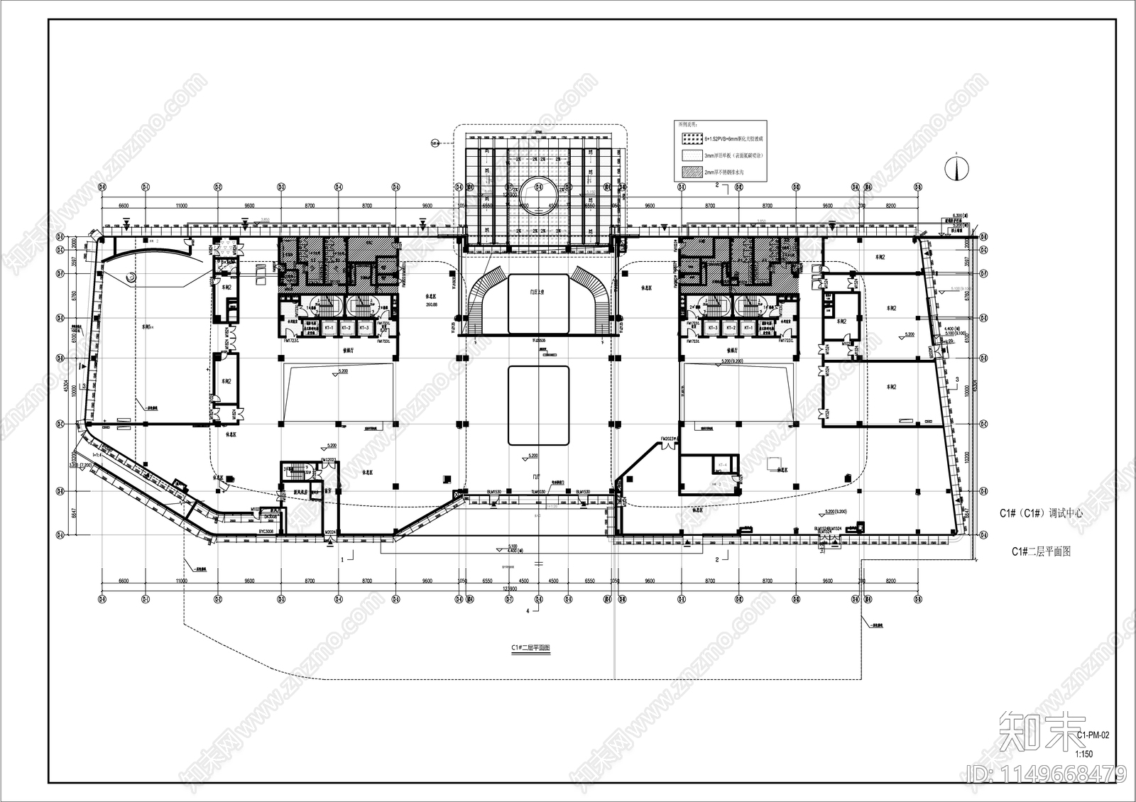 现代风格双塔办公楼建筑cad施工图下载【ID:1149668479】