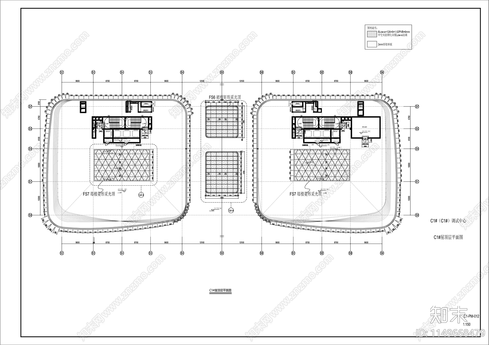 现代风格双塔办公楼建筑cad施工图下载【ID:1149668479】