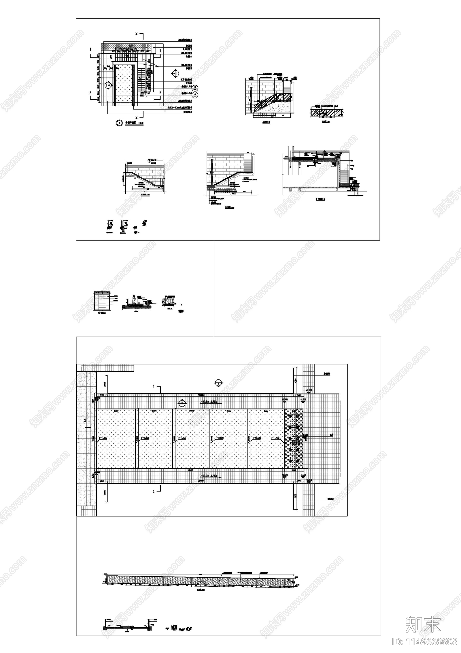 楼梯栏杆做法详图cad施工图下载【ID:1149668608】