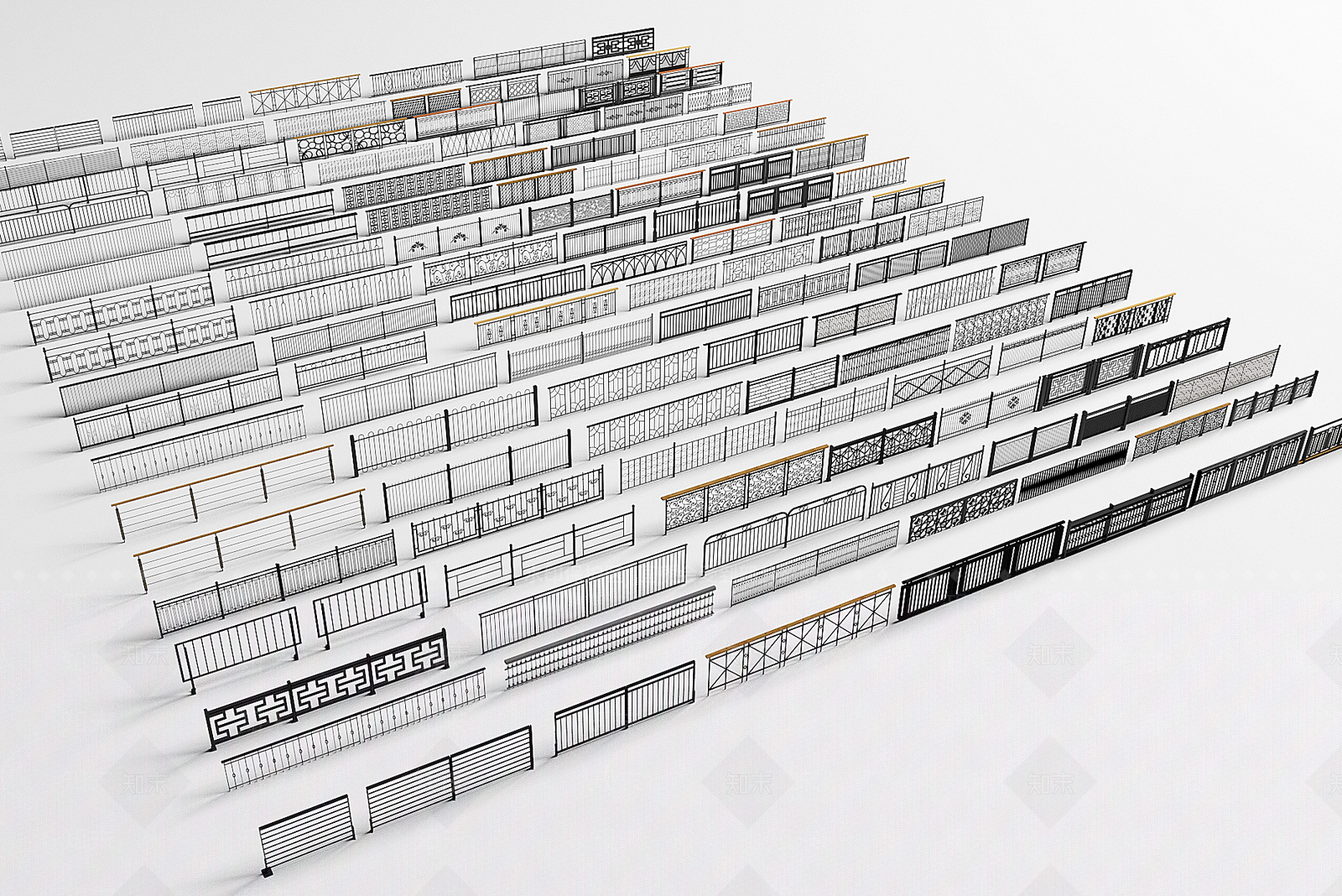 现代铁艺栏杆SU模型下载【ID:1149669573】