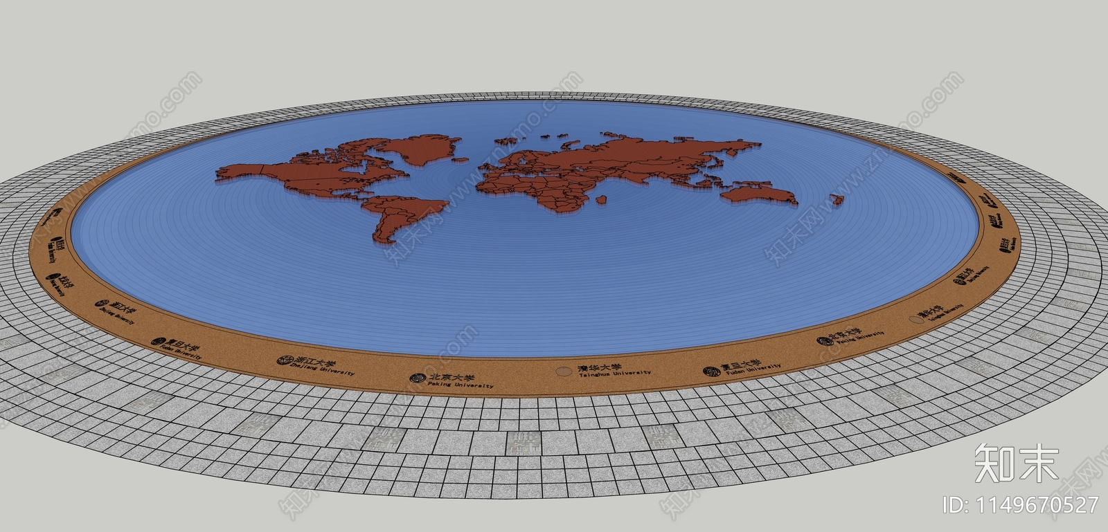 现代世界地图铺地SU模型下载【ID:1149670527】