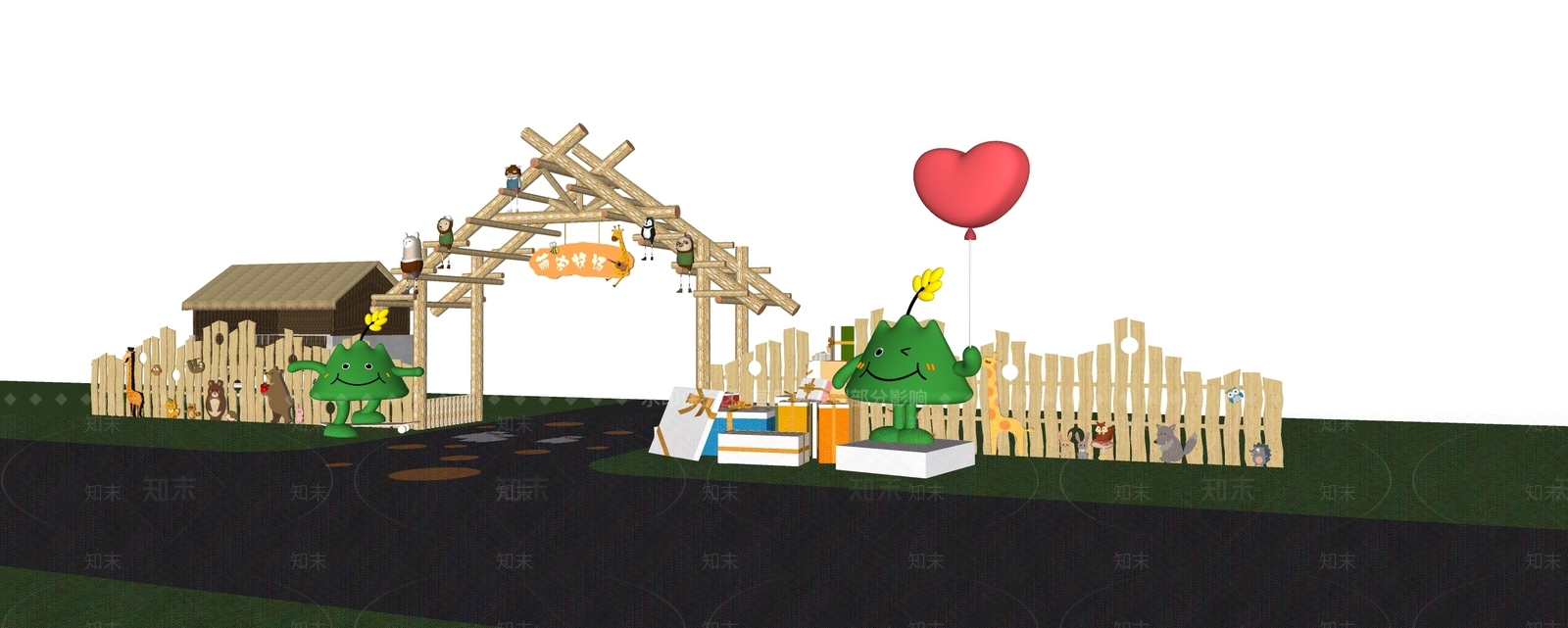 现代萌宠乐园入口大门SU模型下载【ID:1149670573】