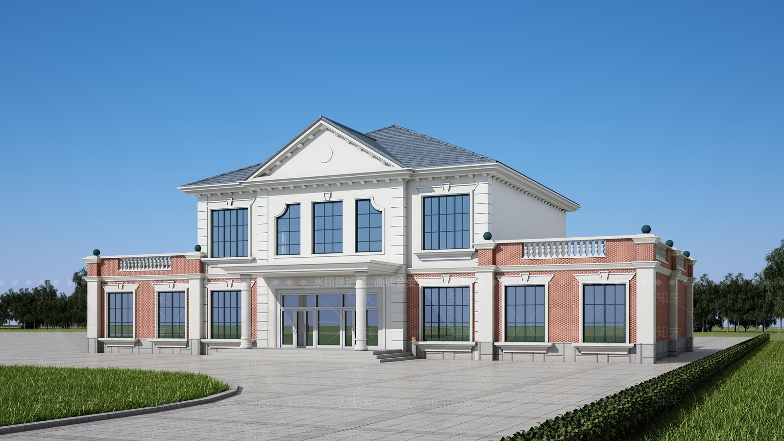 简欧收费站3D模型下载【ID:1149674584】