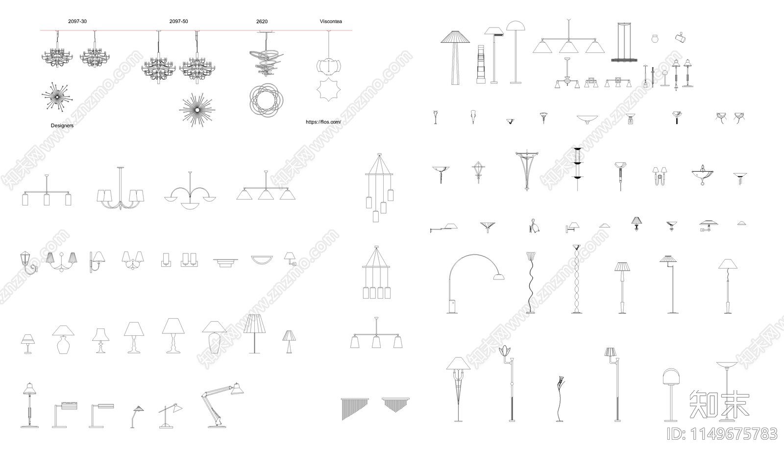 各种灯具图库cad施工图下载【ID:1149675783】