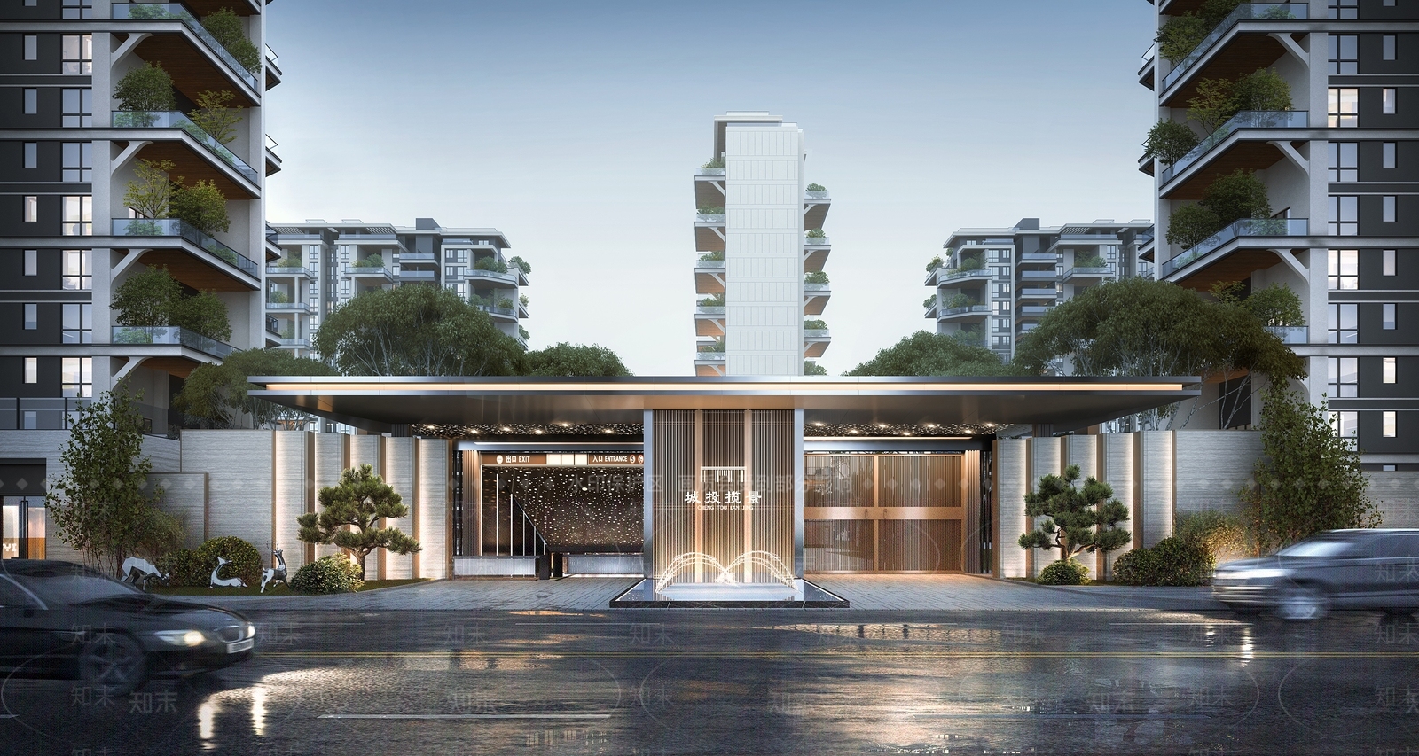 现代小区入口大门SU模型下载【ID:1149680743】