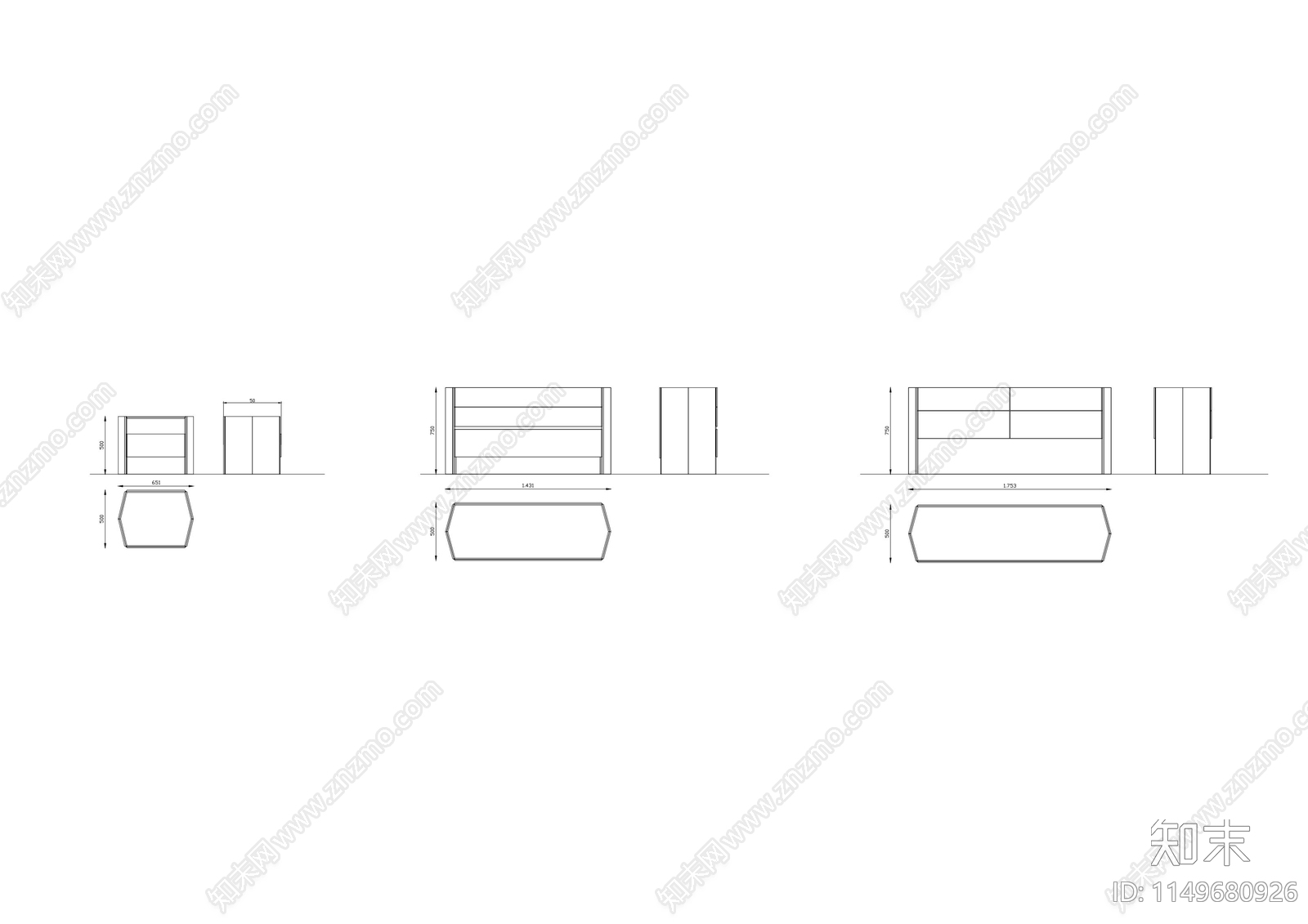 橱柜图库cad施工图下载【ID:1149680926】