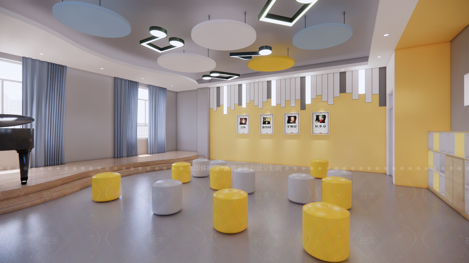 现代音乐教室SU模型下载【ID:1149686372】