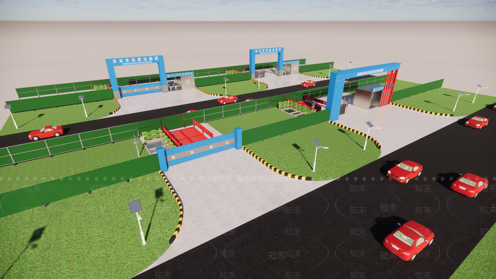 现代风格工地大门SU模型下载【ID:1149687906】