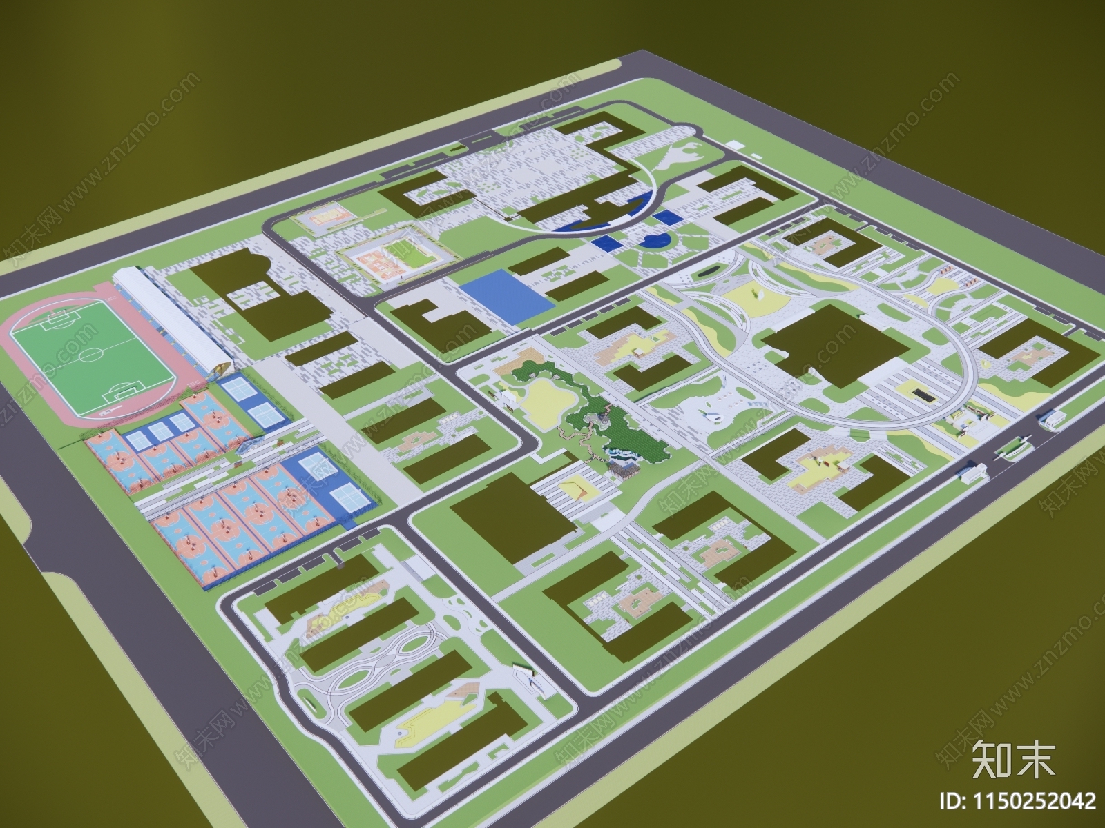 现代校园景观SU模型下载【ID:1150252042】