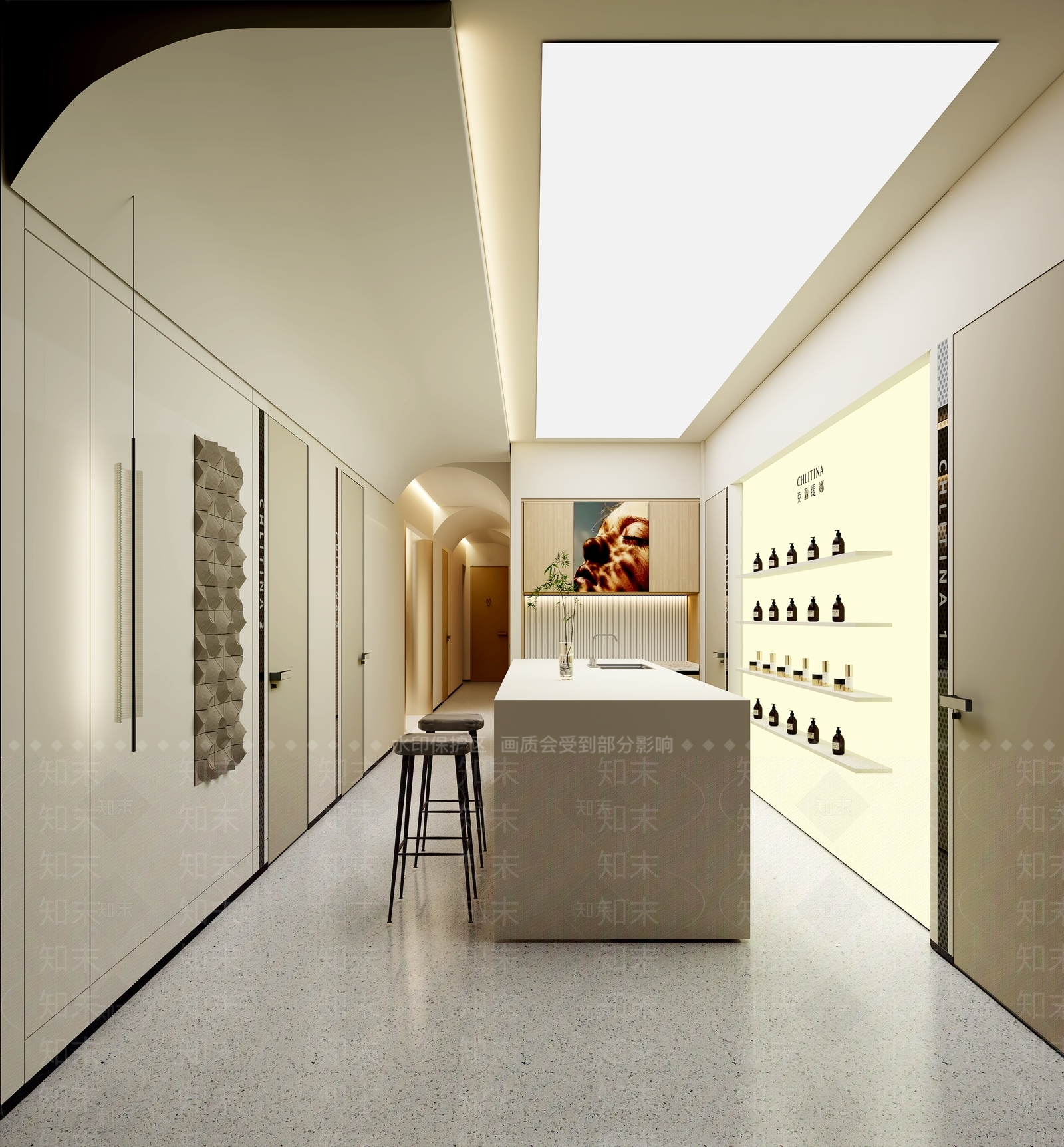 现代奶油风美容SPA店3D模型下载【ID:1149689370】