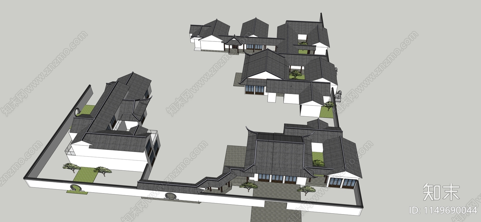 中式四合院SU模型下载【ID:1149690044】
