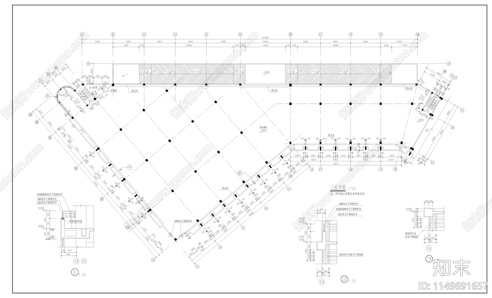 商业综合体建筑cad施工图下载【ID:1149691657】