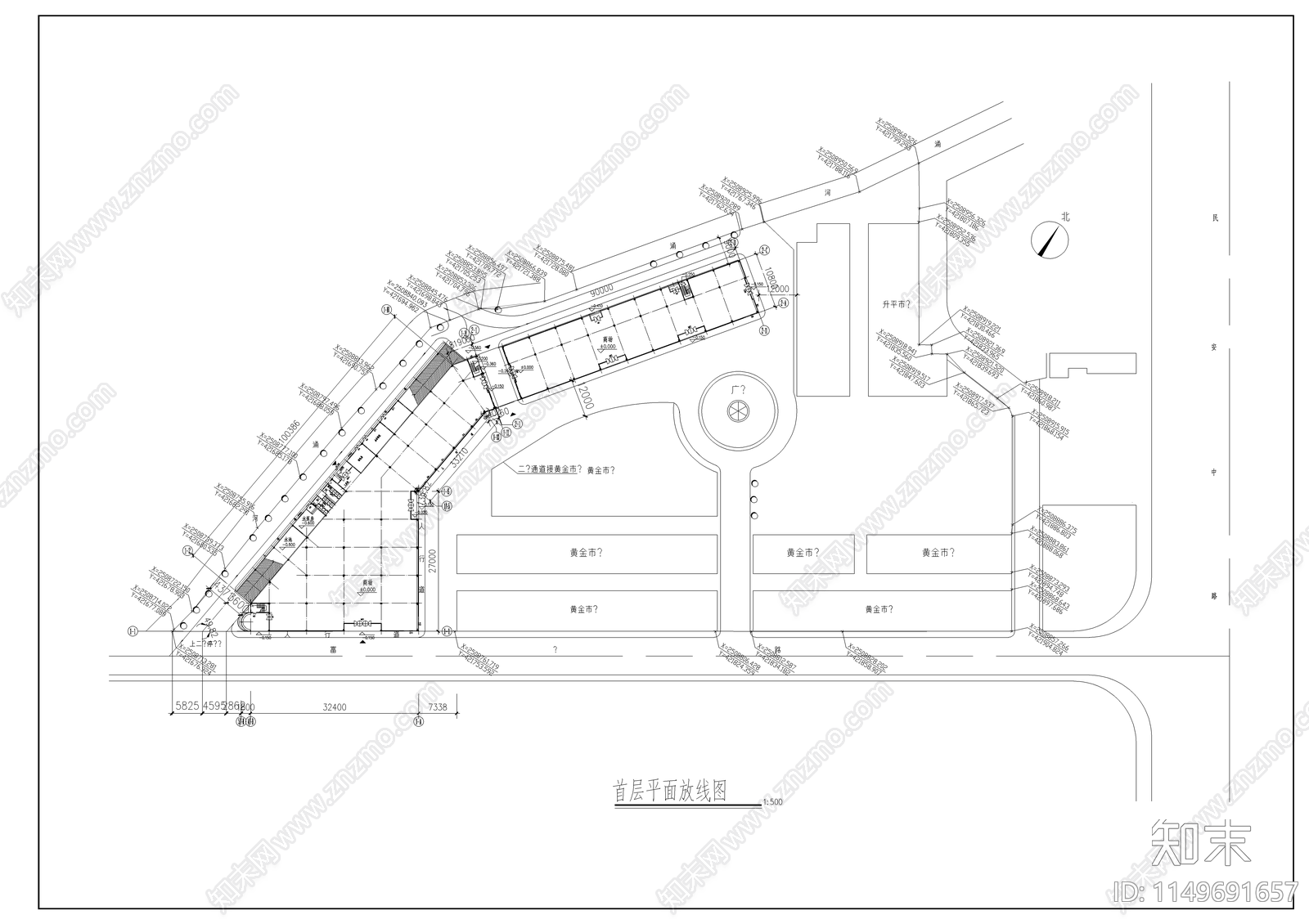 商业综合体建筑cad施工图下载【ID:1149691657】