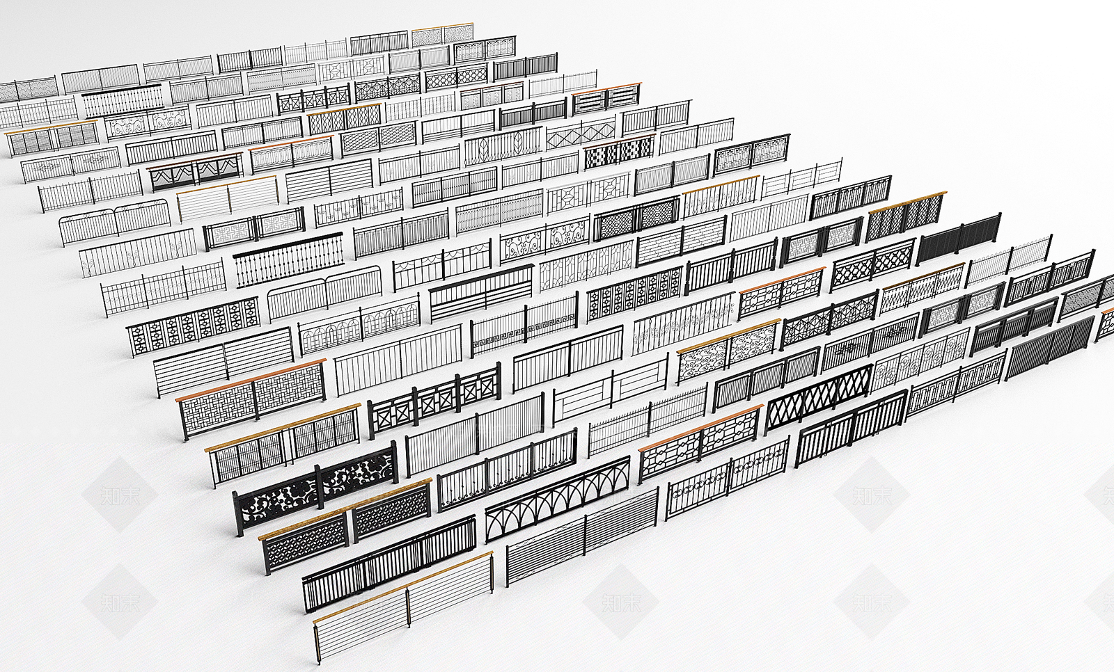 现代铁艺栏杆SU模型下载【ID:1149692127】