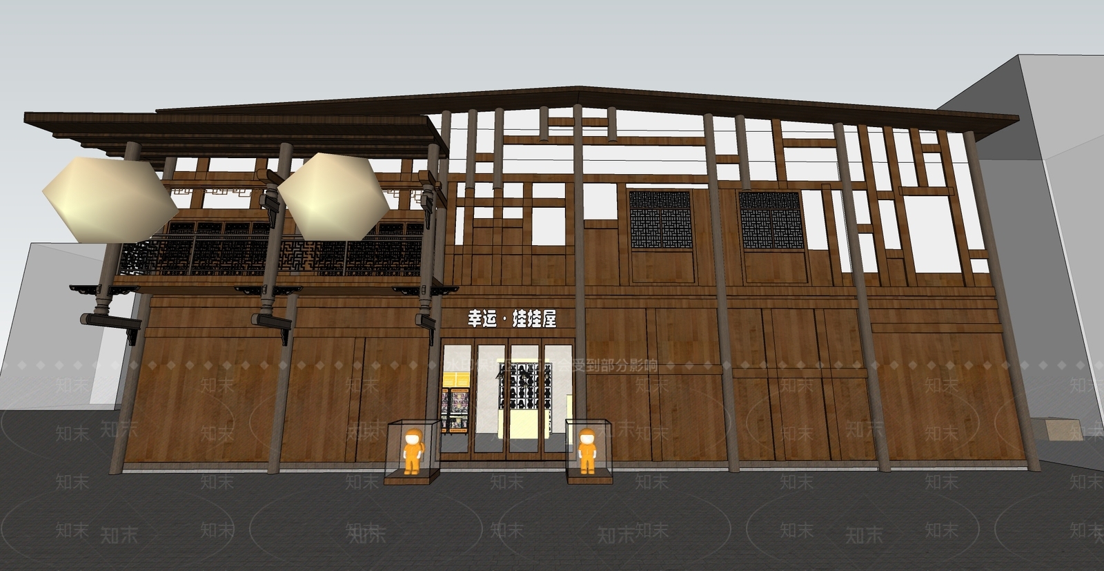 新中式古镇商业建筑SU模型下载【ID:1149693805】
