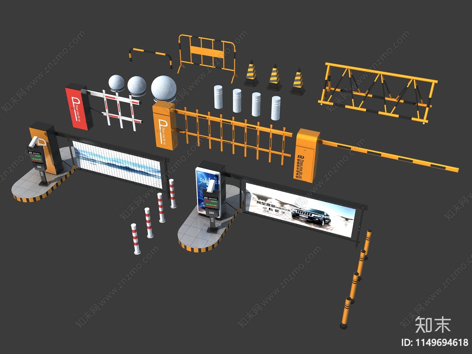 现代道路安全设施3D模型下载【ID:1149694618】