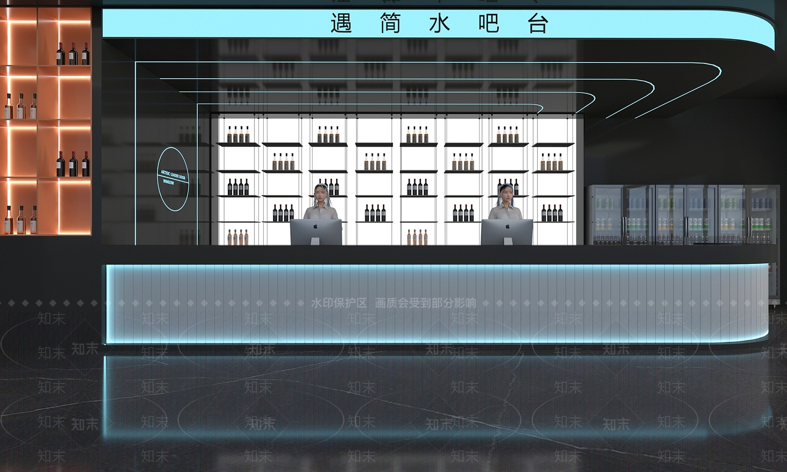 现代酒吧水吧台3D模型下载【ID:1149695265】