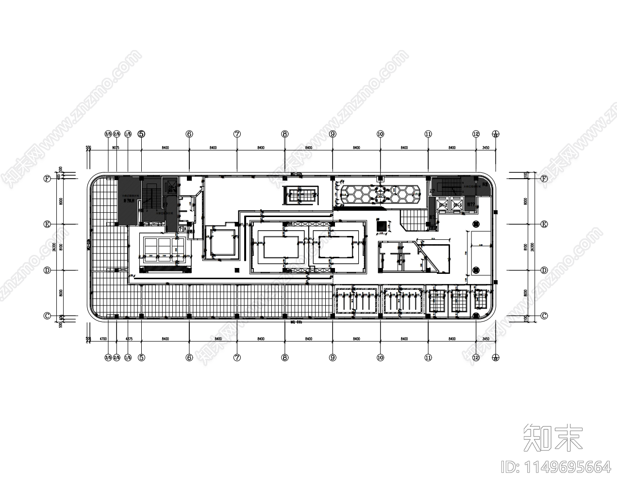 1600㎡办公空间室内cad施工图下载【ID:1149695664】