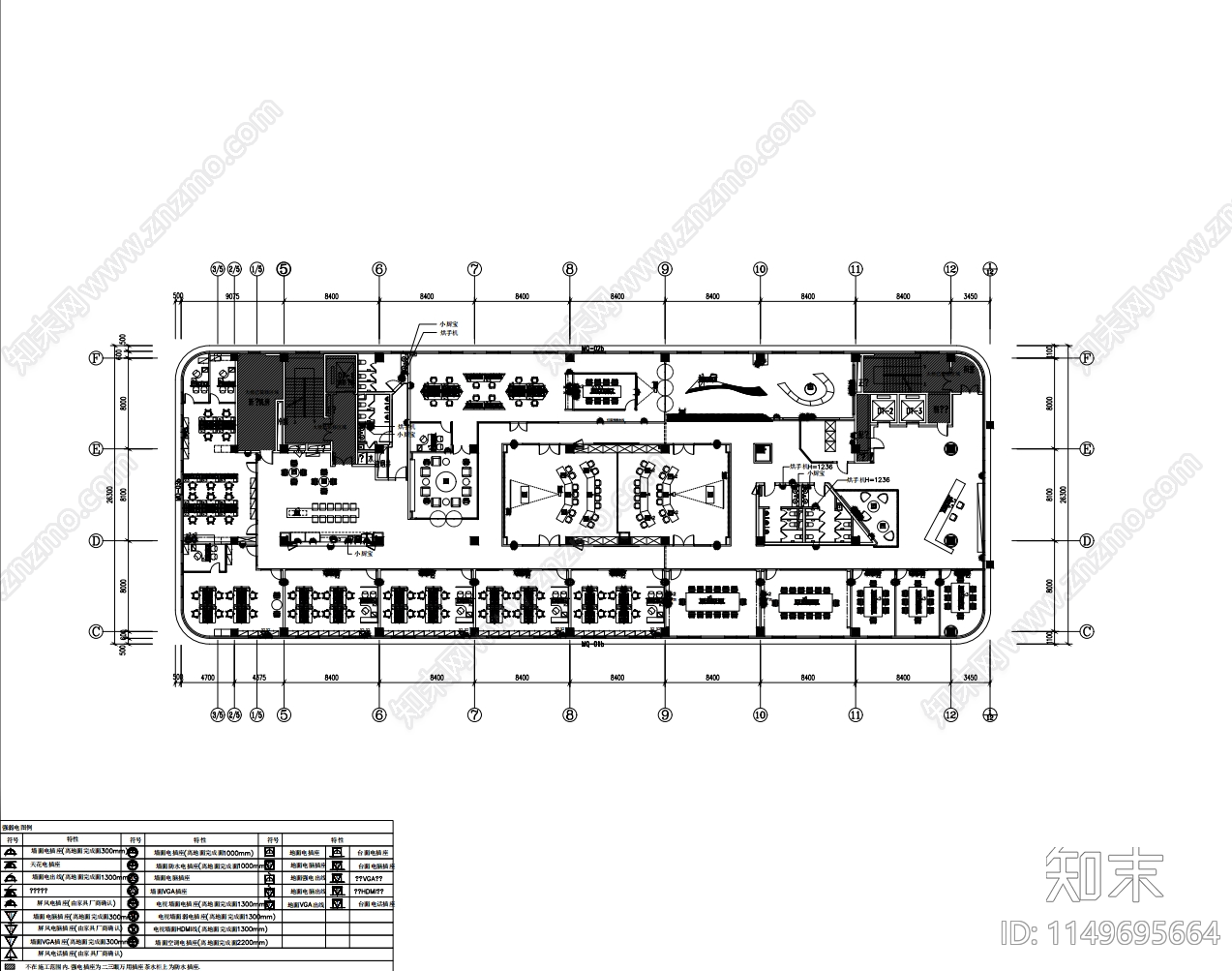 1600㎡办公空间室内cad施工图下载【ID:1149695664】