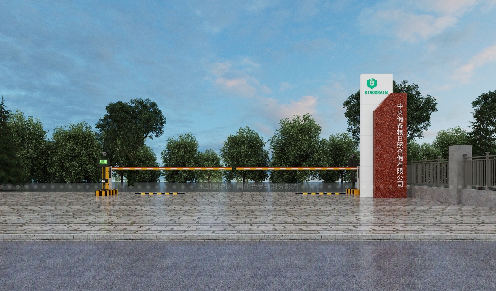 现代企业工厂入口大门3D模型下载【ID:1149695843】