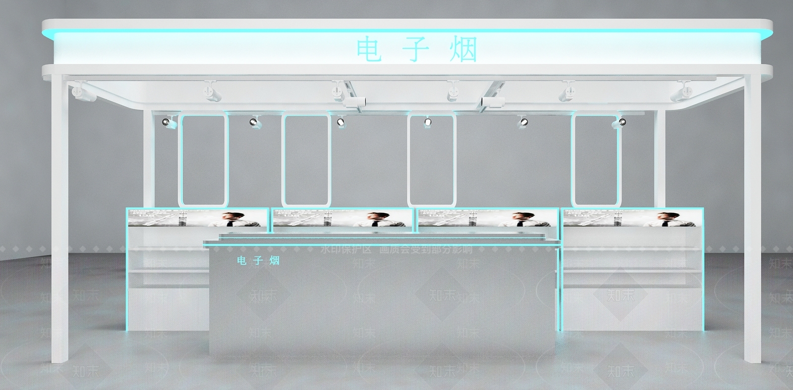 现代商场电子烟柜台3D模型下载【ID:1149704636】