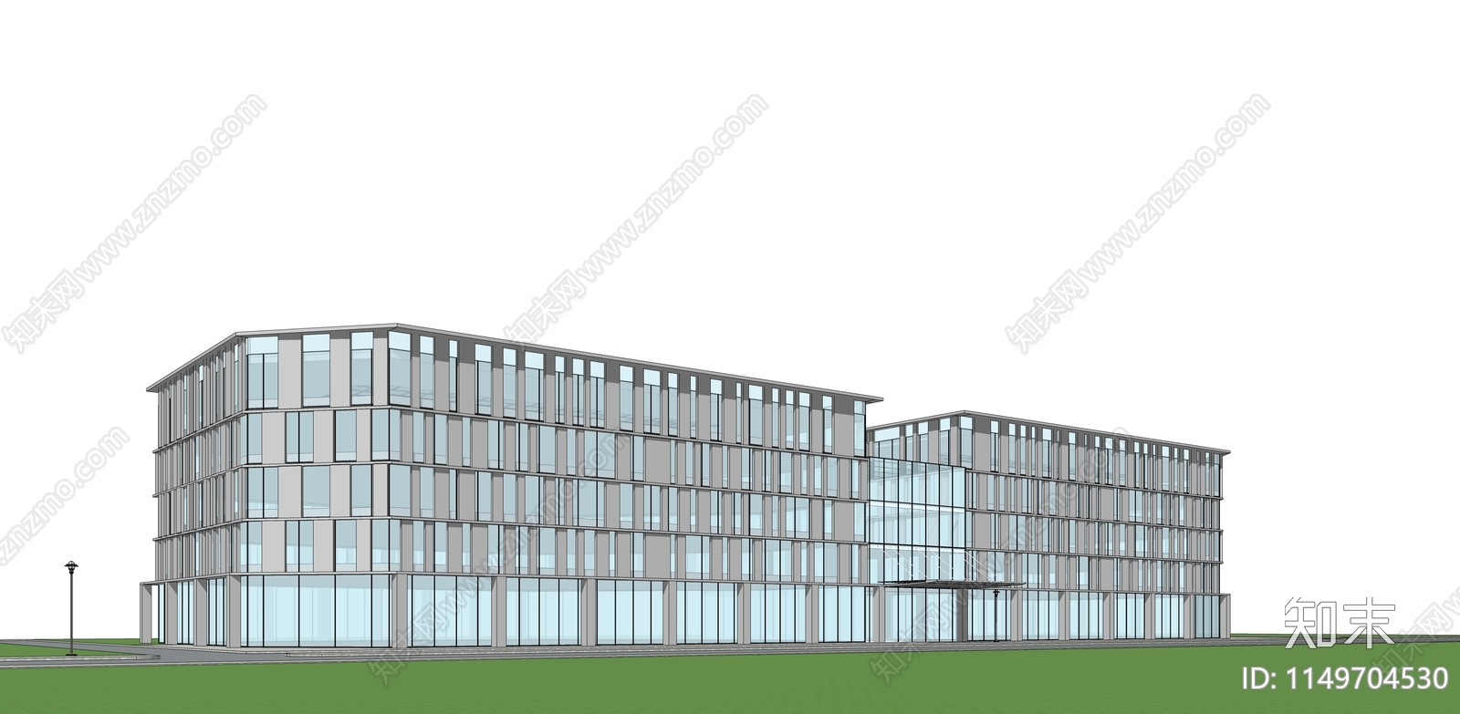 现代多层产业园区办公楼SU模型下载【ID:1149704530】