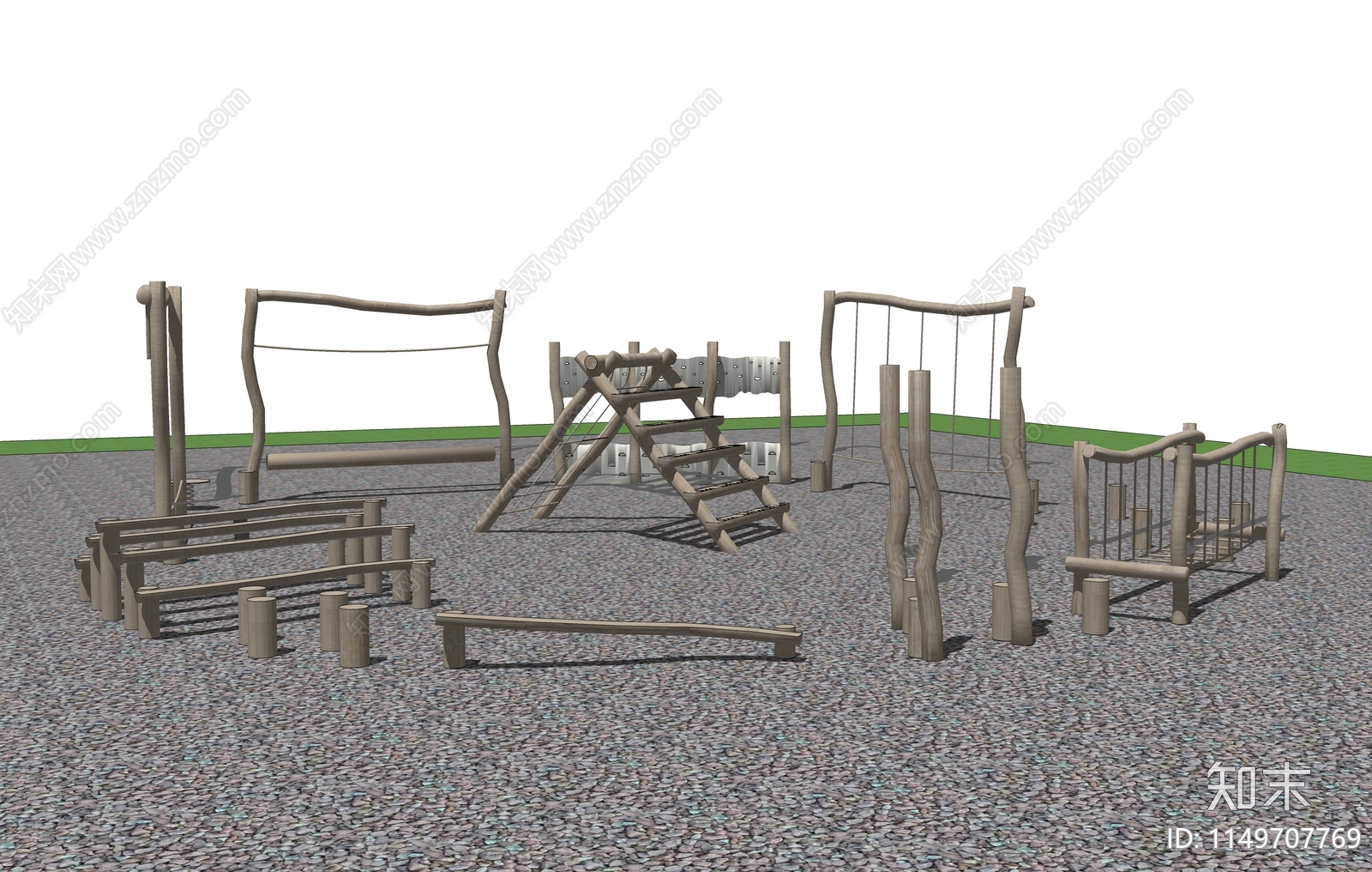 木制儿童活动器械SU模型下载【ID:1149707769】