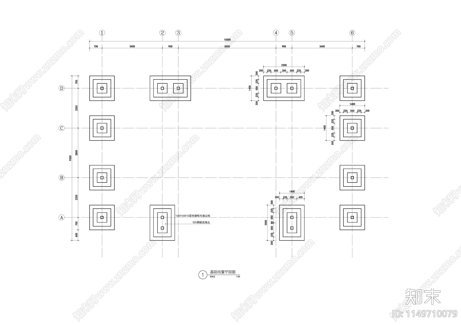 中心廊架详图cad施工图下载【ID:1149710079】