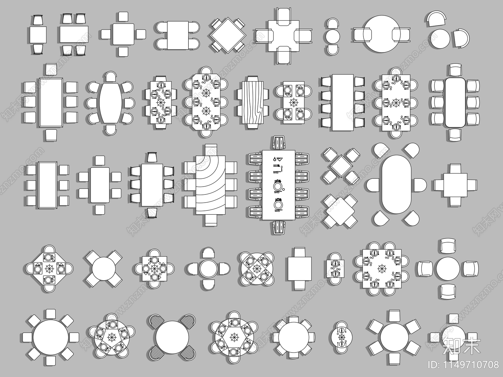 餐桌椅组合图库施工图下载【ID:1149710708】