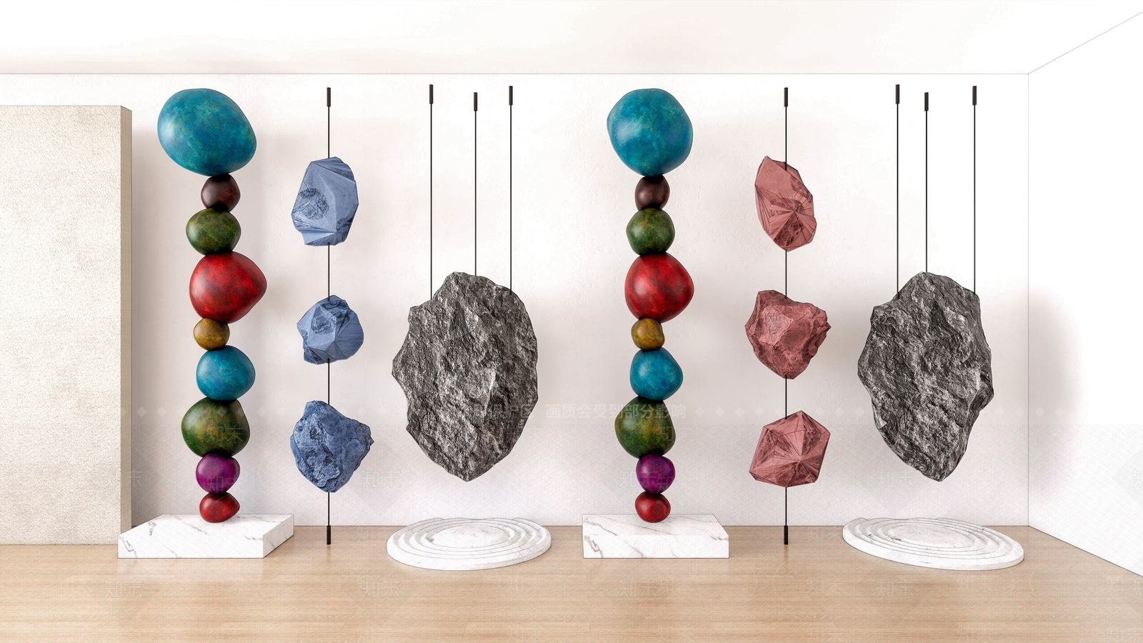 现代石头堆叠雕塑装置摆件SU模型下载【ID:1149711330】