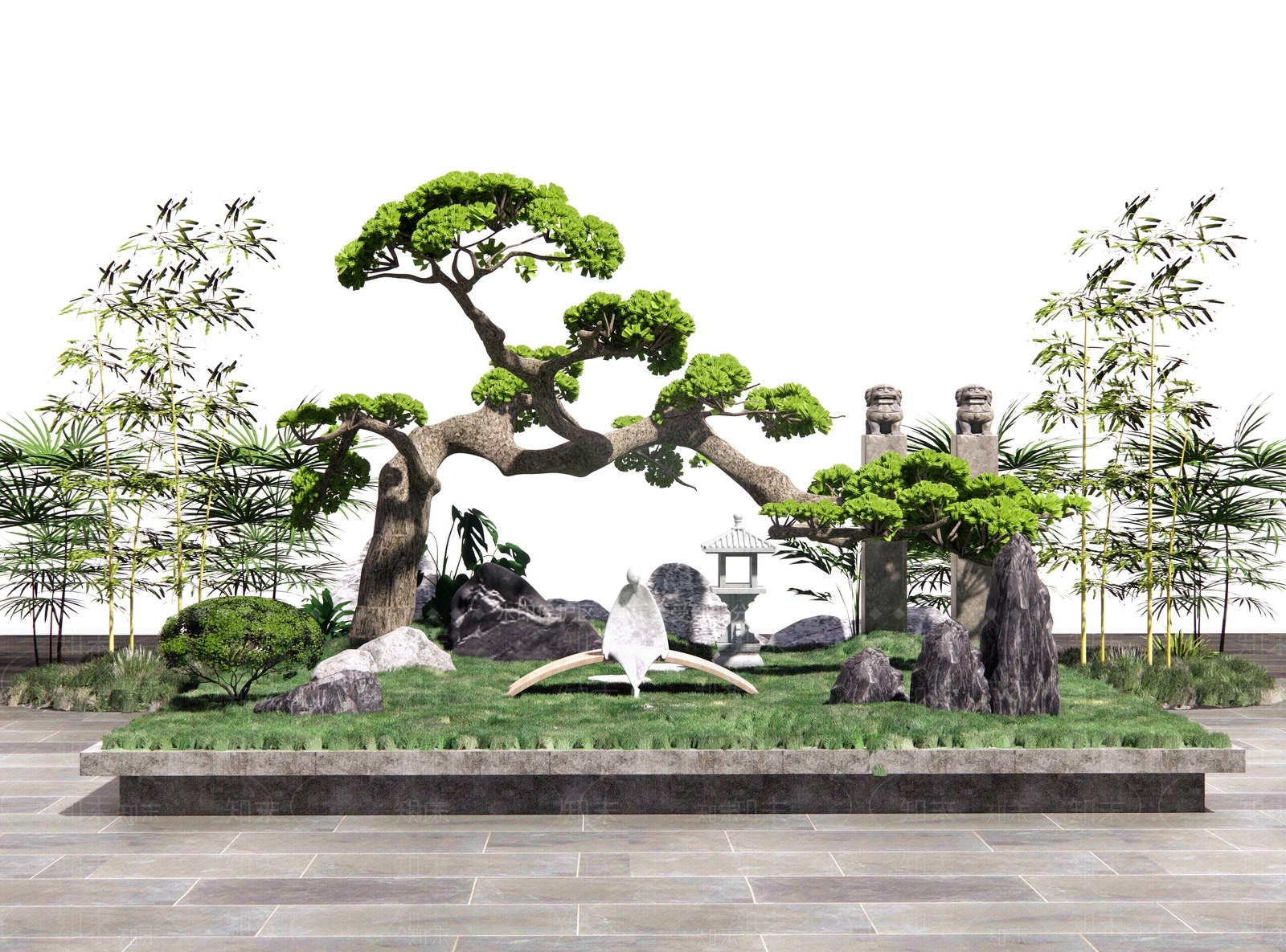 中式造型松3D模型下载【ID:1149712009】