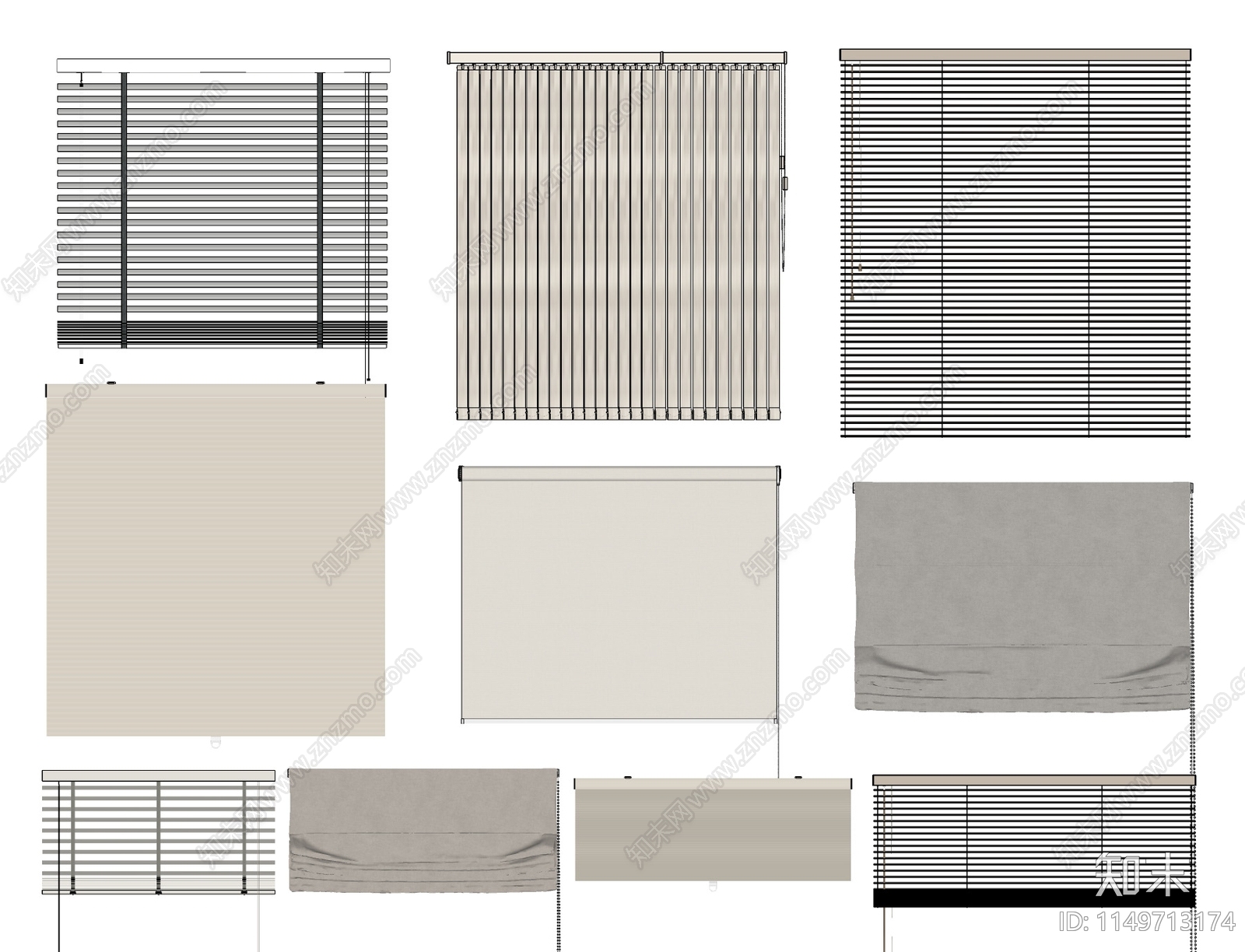 现代百叶帘组合SU模型下载【ID:1149713174】