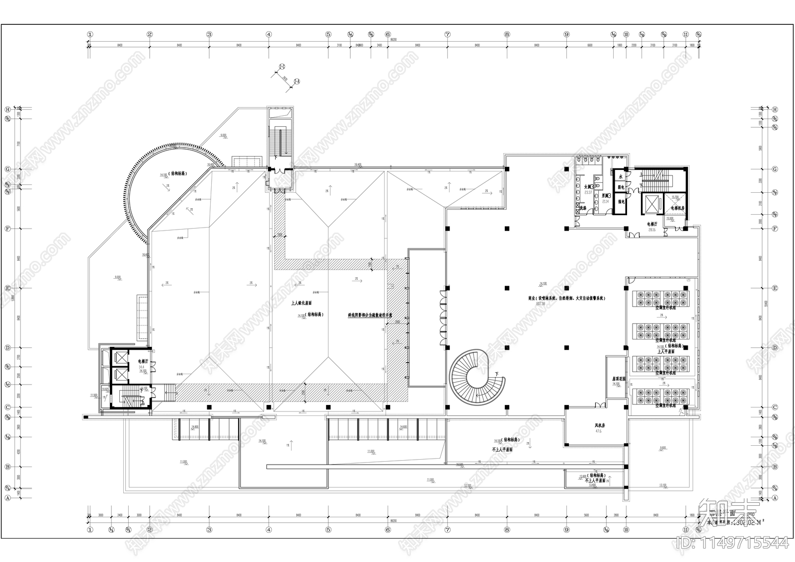 良渚小型商业综合体建筑cad施工图下载【ID:1149715544】