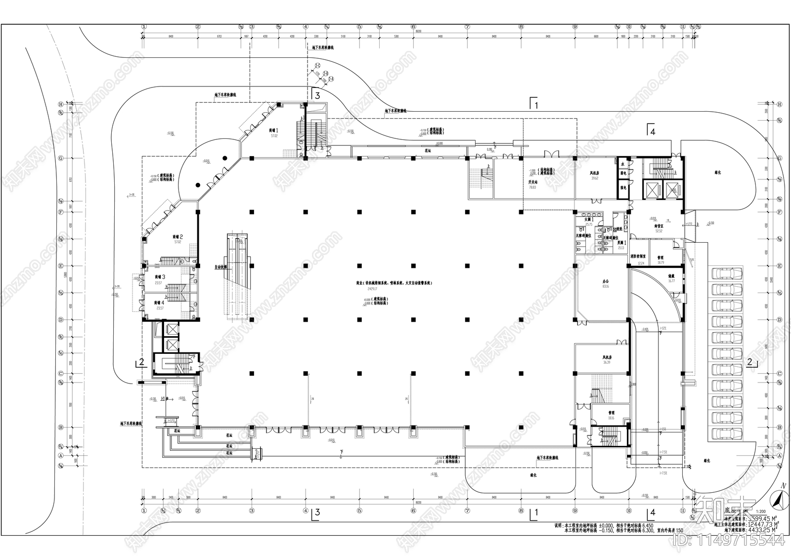 良渚小型商业综合体建筑cad施工图下载【ID:1149715544】