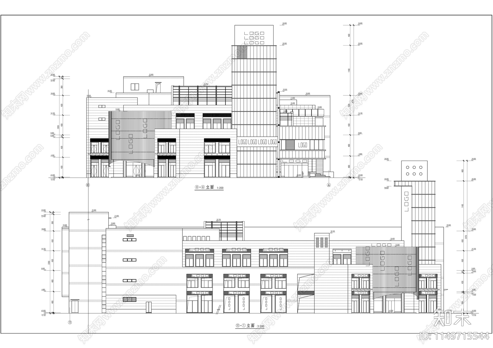 良渚小型商业综合体建筑cad施工图下载【ID:1149715544】