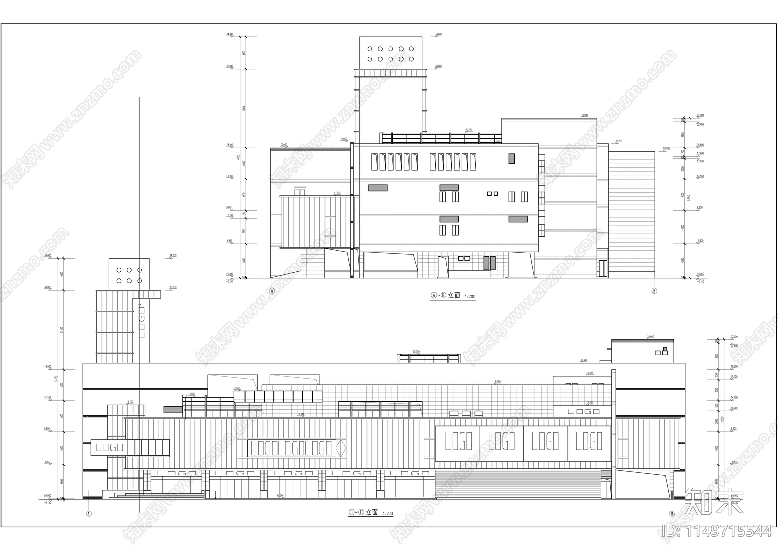 良渚小型商业综合体建筑cad施工图下载【ID:1149715544】