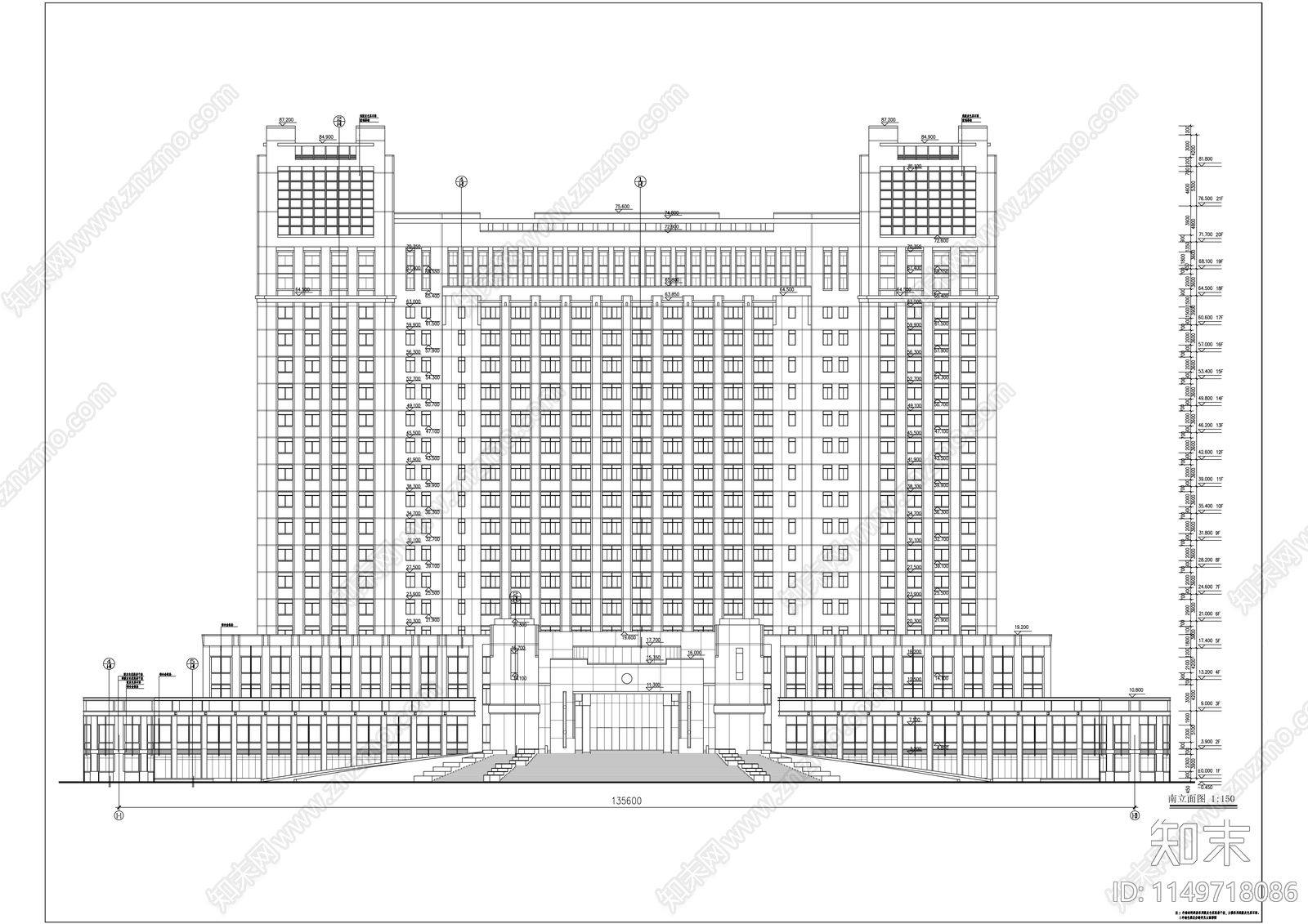 办公楼建筑cad施工图下载【ID:1149718086】