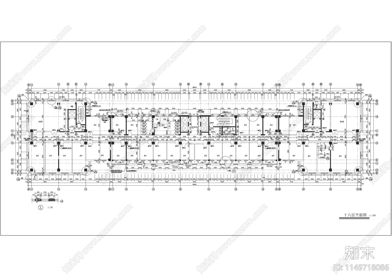 办公楼建筑cad施工图下载【ID:1149718086】