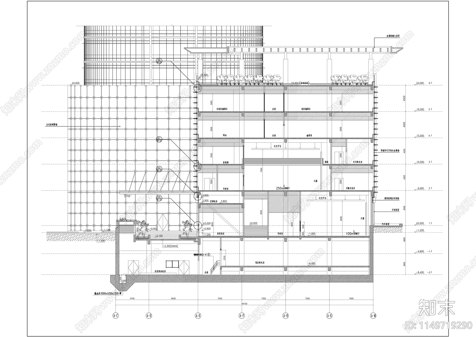 武汉广电西区办公建筑cad施工图下载【ID:1149719290】