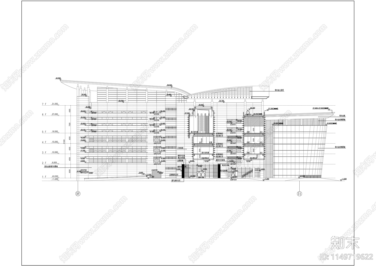 武汉广电东区办公建筑cad施工图下载【ID:1149719622】