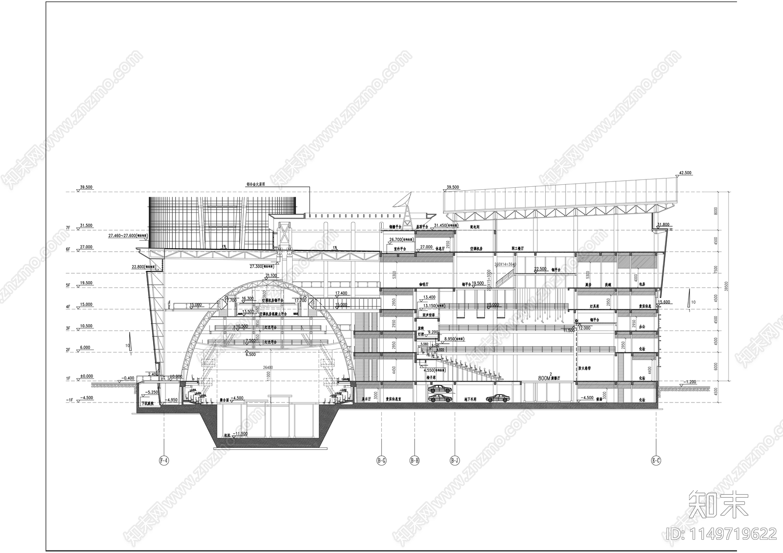 武汉广电东区办公建筑cad施工图下载【ID:1149719622】