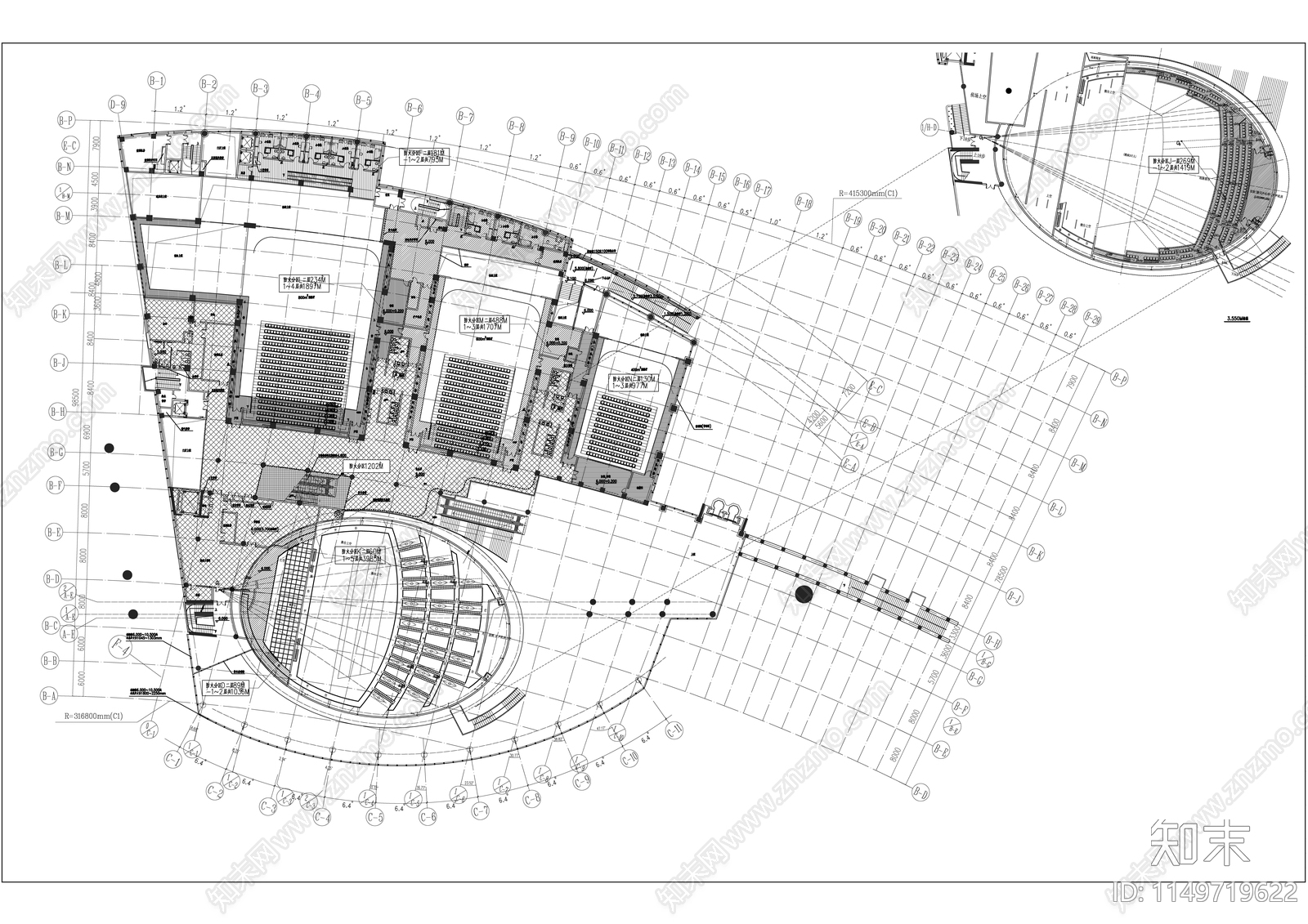 武汉广电东区办公建筑cad施工图下载【ID:1149719622】