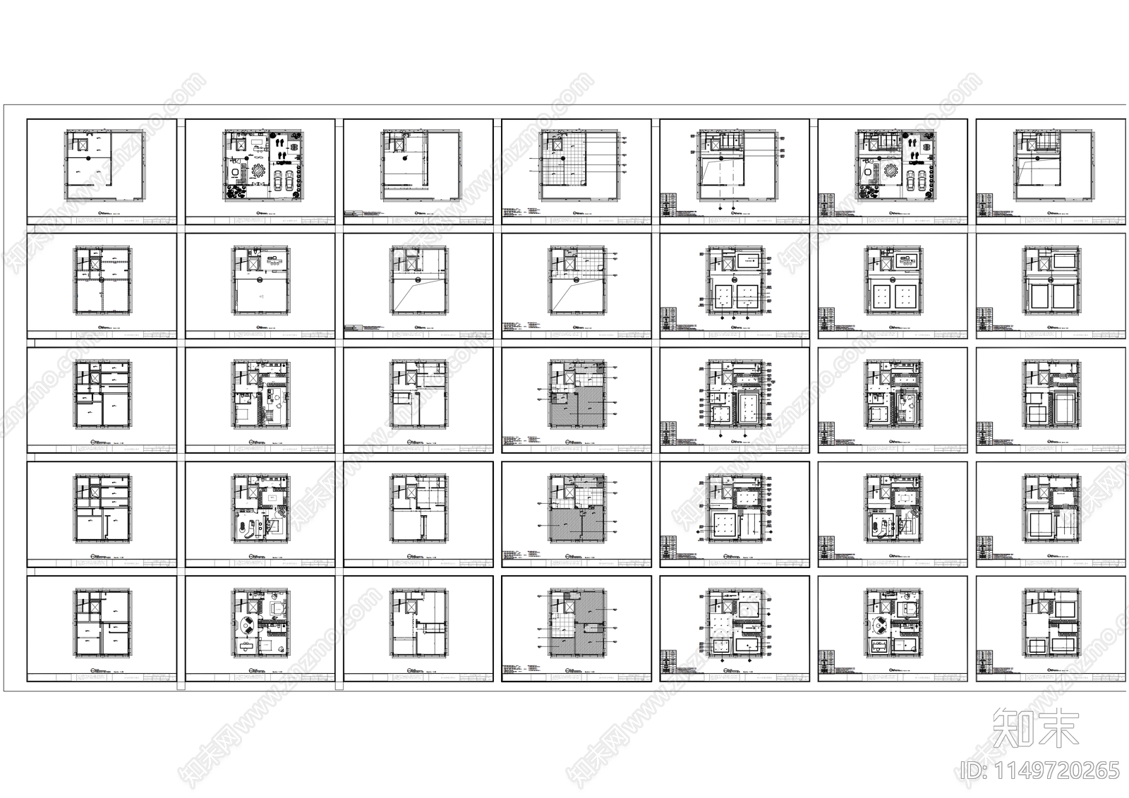 300平别墅室内cad施工图下载【ID:1149720265】