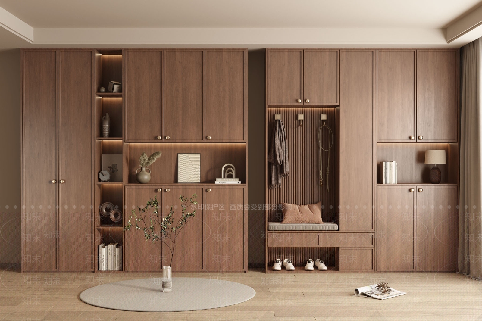 日式中古风复古玄关柜3D模型下载【ID:1149724400】