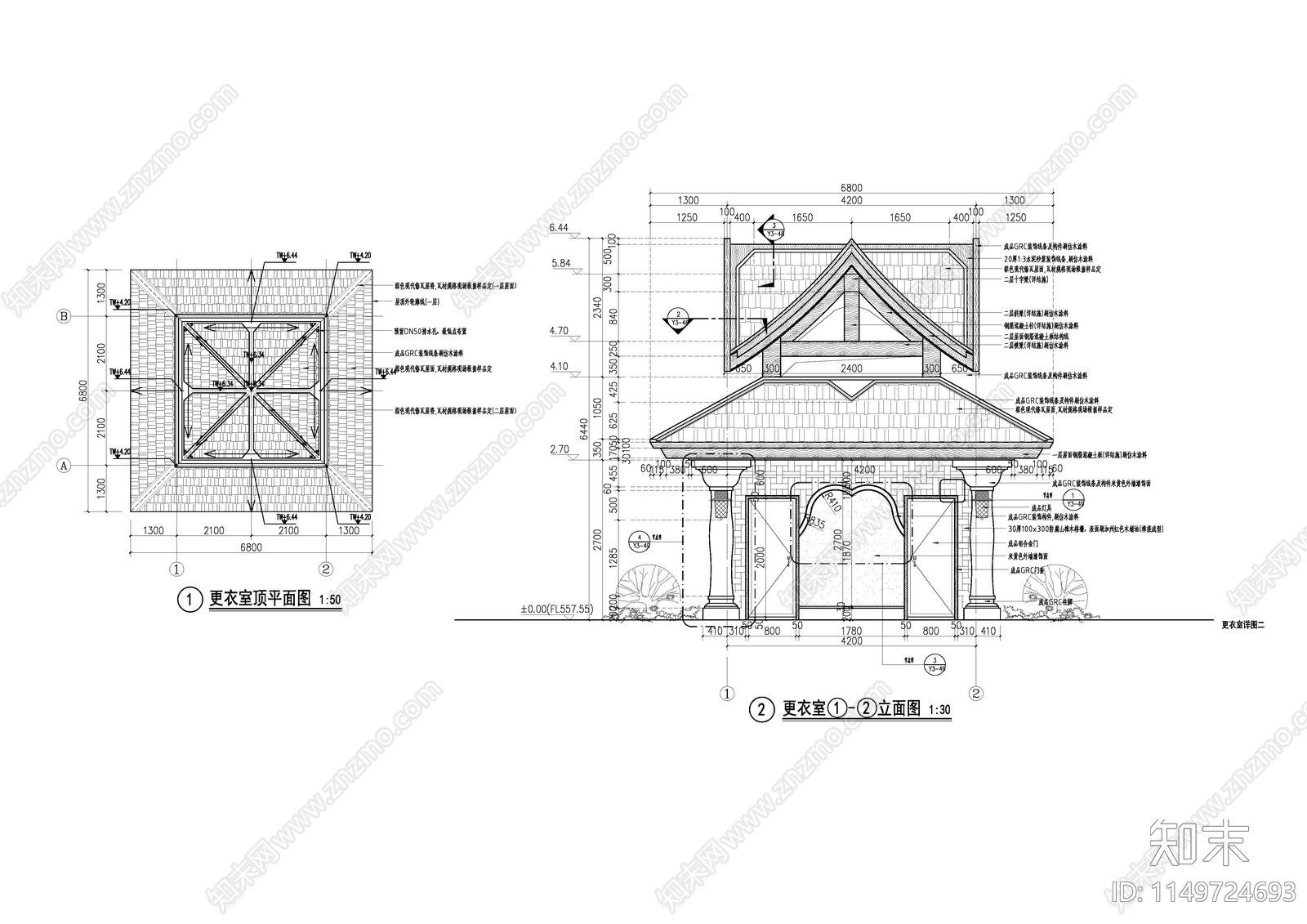 东南亚公共更衣室室内cad施工图下载【ID:1149724693】