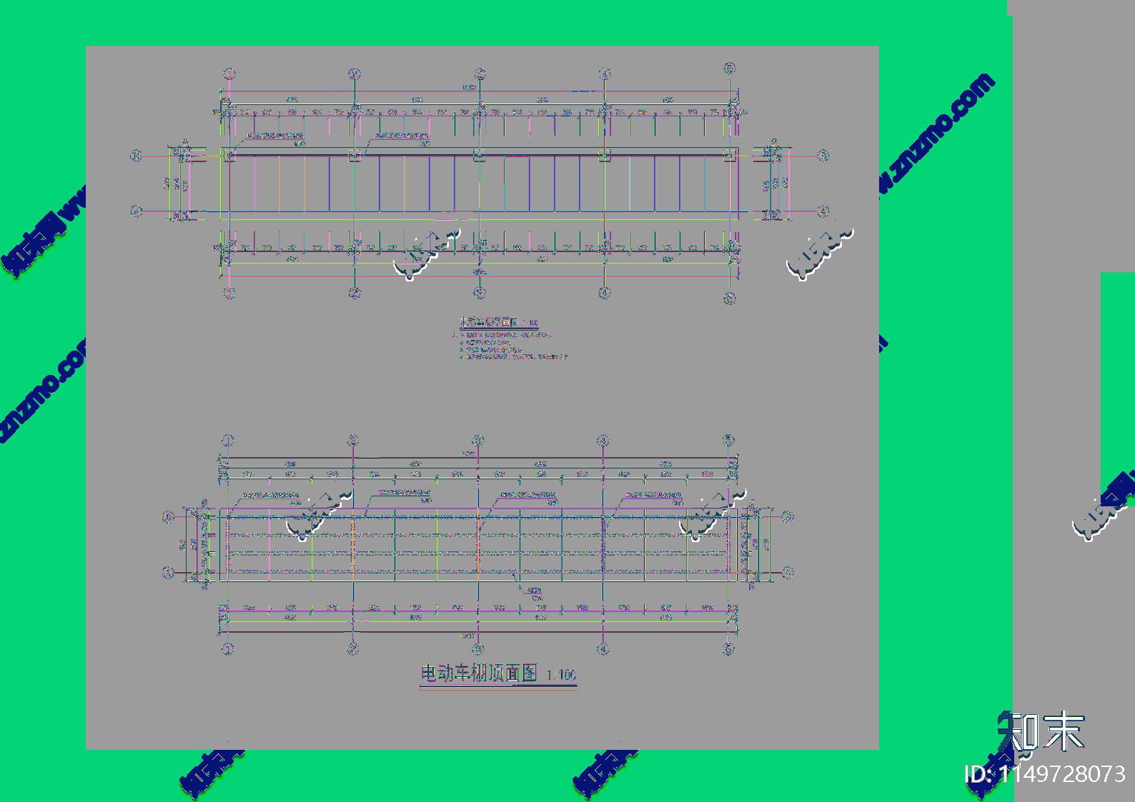 电动车停车棚详图施工图下载【ID:1149728073】