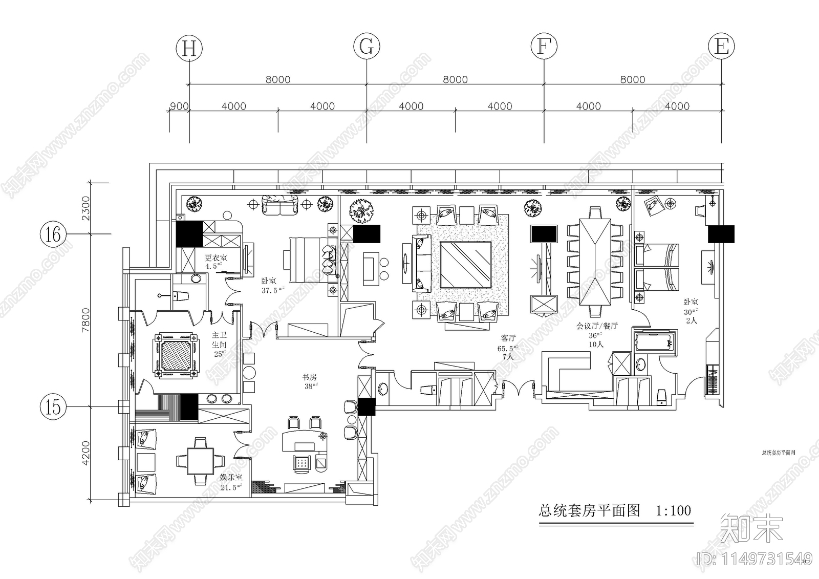 酒店室内装修cad施工图下载【ID:1149731549】